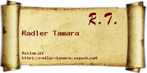 Radler Tamara névjegykártya